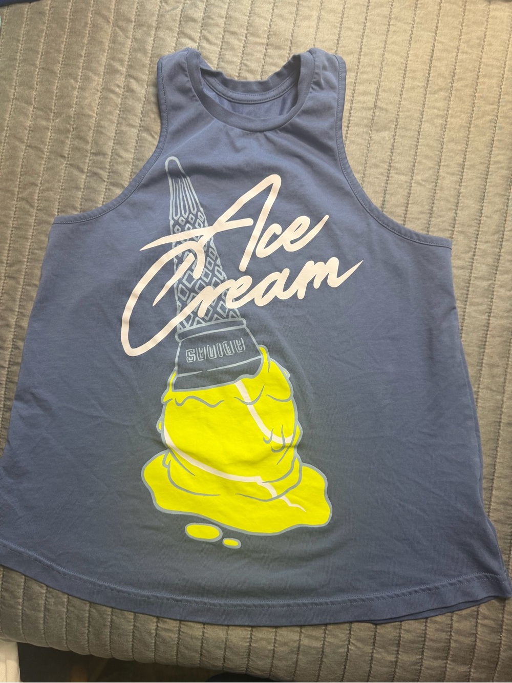Adidas Women’s “Ace Cream” tennis Graphic Tank Top - Blue and Yellow M